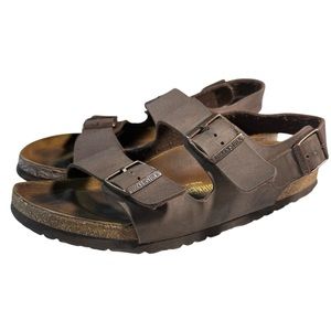 Birkenstock Brown Sandals with Adjustable Straps and Contoured Footbed